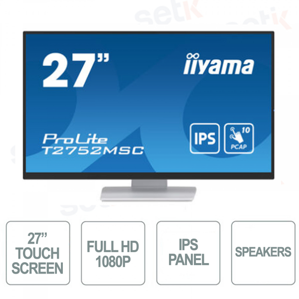 T2752MSC-W1 – 27-Zoll-IPS-Touchscreen-Monitor – Full HD – Lautsprecher – Weiß