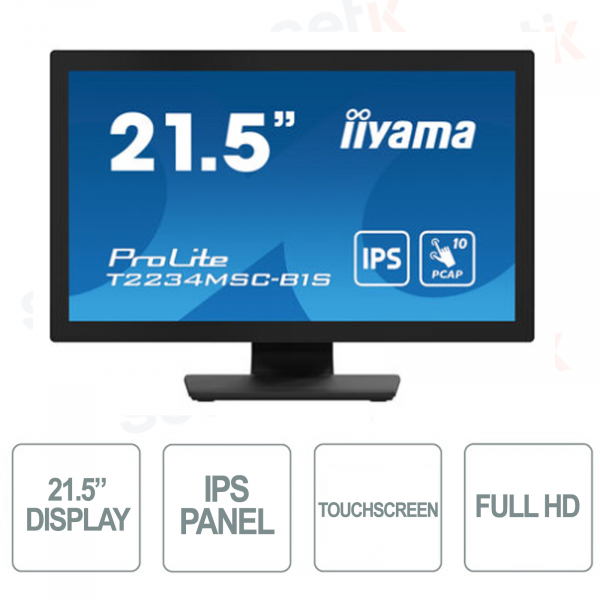 T2234MSC-B1S - Monitor 21.5 Pollici - IPS - Touchscreen Capacitivo a 10 punti - VGA, HDMI, DisplayPort - Altoparlanti