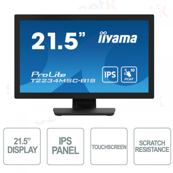T2238MSC-B1 - IIYAMA - Monitor LED IPS - 21,5 Pulgadas - Pantalla táctil de 10 puntos - Resistencia a rayones - Con parlantes
