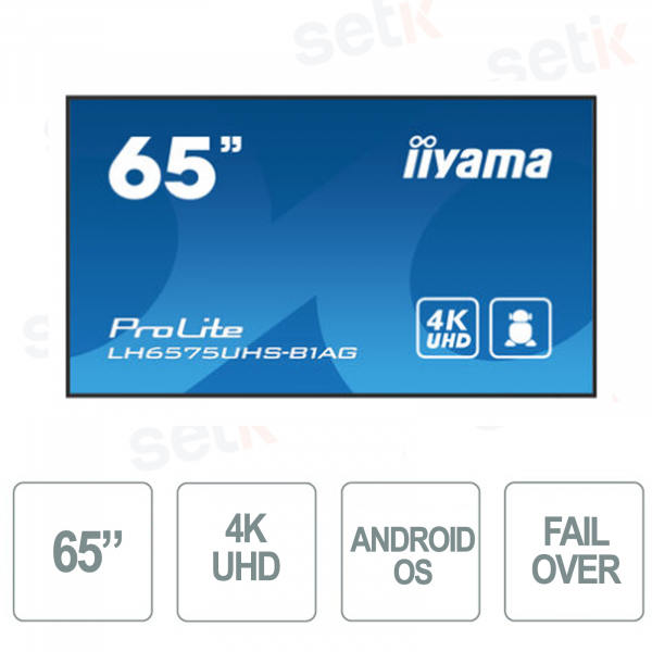 Monitor IIYAMA Professionale 65 Pollici - Risoluzione 4K Ultra HD - SDM - Android OS - FailOver - iiSignage