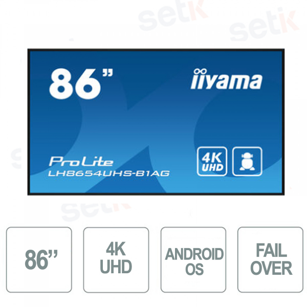 LH8654UHS-B1AG - IIYAMA - 86 Inch Monitor - IPS - 4K UHD With Speakers - FailOver Signal - Android OS - iiSignage - SDM