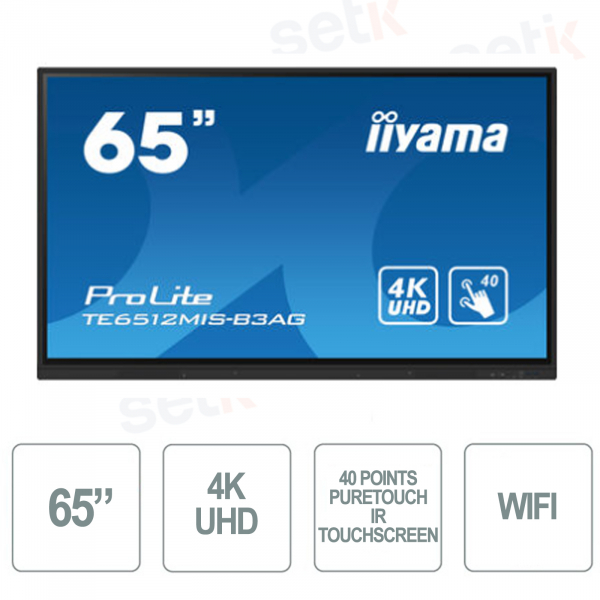 Interactive touchscreen monitor - IPS Panel - 65 Inch - 4K Ultra HD - WIFI - iiWare 11