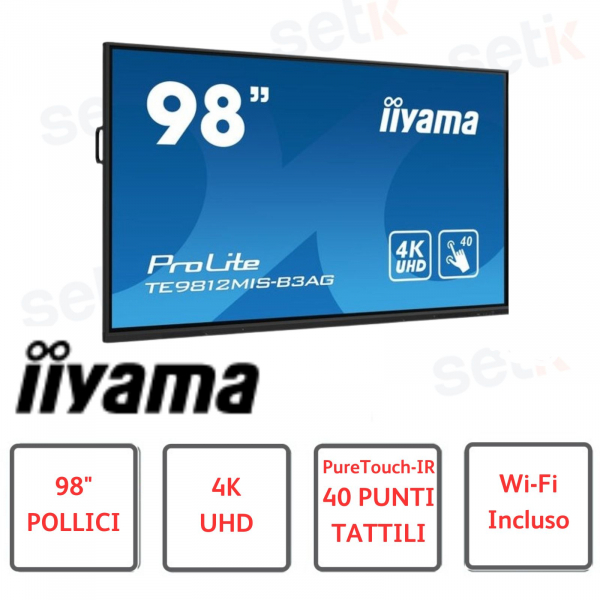 Display interattivo IIYAMA LCD Touchscreen da 98 Pollici 4K