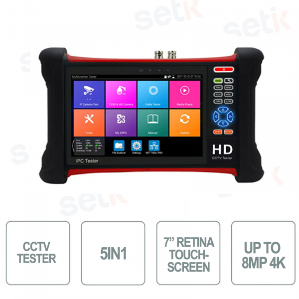HYU-1077 - CCTV Tester for video surveillance systems - 5in1 - 7 inch Retina touchscreen - WiFi - Audio - PoE test