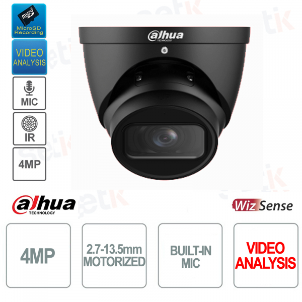 ONVIF® Dome POE IP-Kamera – 4 MP – 2,7–13,5 mm – Videoanalyse – Schwarz