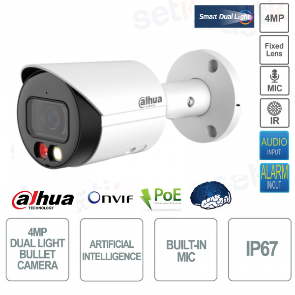 POE ONVIF 4MP 2.8mm Smart Dual Light IR 30M IP Bullet Camera