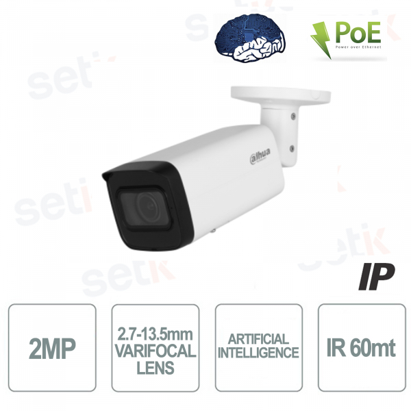 Caméra IP AI IP PoE 2MP Motorisée diverses focales 2,7-13,5 mm Alarme et Audio WDR IP67 IK10 - Dahua