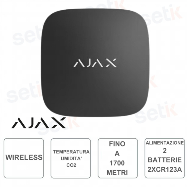 AJAX-Rilevatore wireless di temperatura, umidità e CO2 - Nero