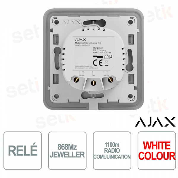 Relé para interruptor de luz de 2 elementos Ajax 868MHz Jeweler 1100M