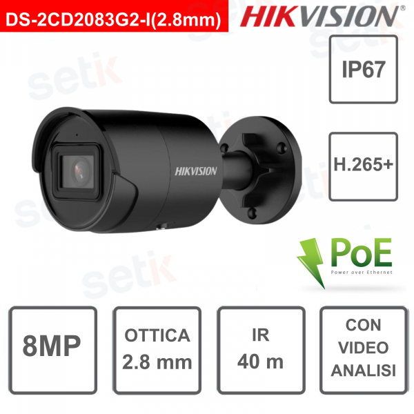 Cámara Hikvision de 8MP - óptica de 2,8 mm - análisis de vídeo