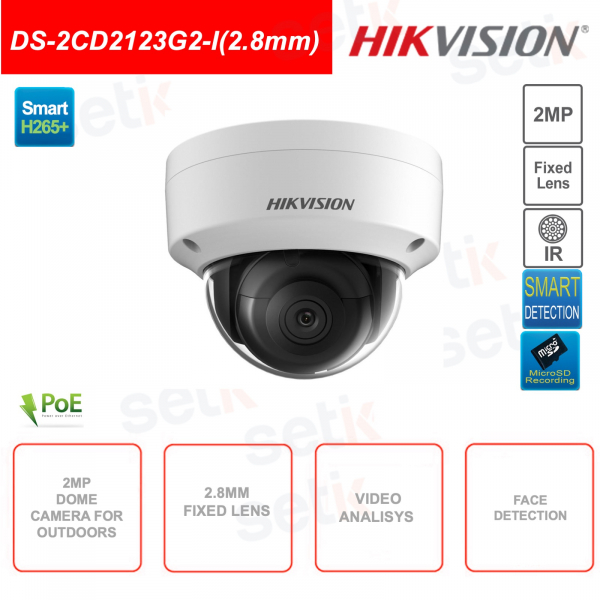 Outdoor IP POE Dome Camera - 2MP Full HD - 2.8mm Lens - Smart IR 30m - Video Analysis