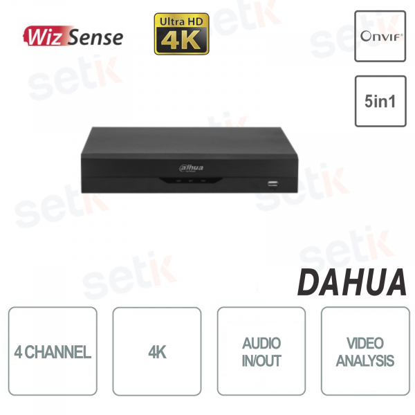 XVR5104HS-4KL-I3(1T) Dahua XVR 4K 4 channels and 8 channels IP 5in1 H.265+ Video Analysis WizSense HDMI VGA Compact