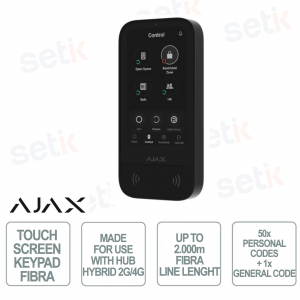 Ajax Superior Keypad TouchScreen Fibra - Tastiera Touch Screen Cablata - Colore Nero