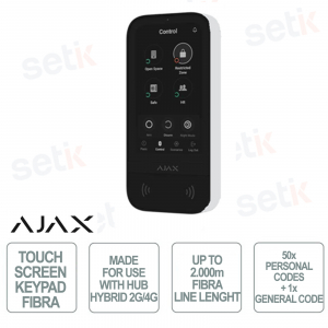 Ajax Superior Keypad TouchScreen Fibra - Tastiera Touch Screen Cablata - Colore Bianco