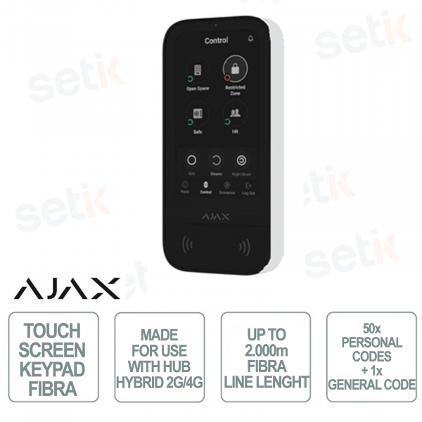 Clavier tactile filaire Ajax Superior Keypad TouchScreen Fiber - Blanc