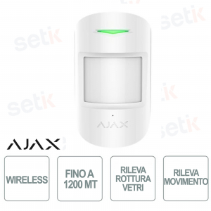 Wireless IR motion and glass break detector with microphone - Superior Version - White colour