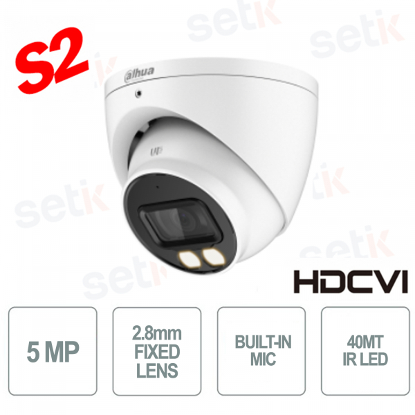 5MP HDCVI Dome fixed lens camera 2.8mm Audio - S2 Version - Dahua