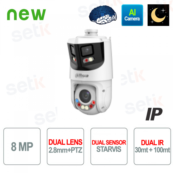 AI IP IP-Kamera PoE 8MP Panorama + 25x PTZ Dahua