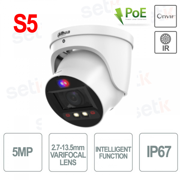 S5 Dome-Kamera Wizsense Outdoor IP-Videoanalyse Onvif Poe 5 MP 2,7–13,5 mm – Dahua