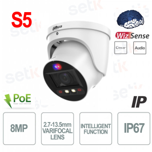 AI IP Camera ONVIF® PoE 8MP Varifocal Lens 2.7-13.5mm Video Analysis S5 - Wizsense - Dahua
