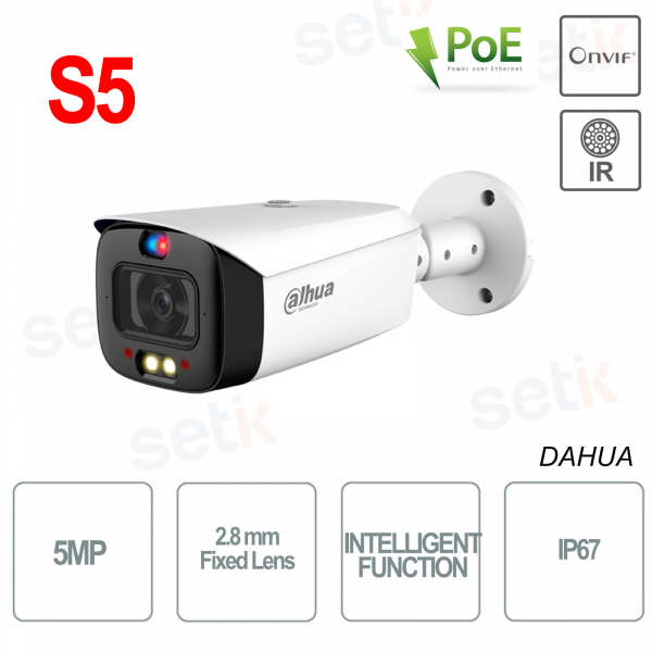 Cámara Bullet Versión S5 Wizsense Video Análisis Exterior IP Onvif PoE 5MP mm Dahua