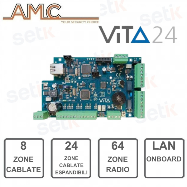 VITA24 -Central IBRIDA 8/24 zonas cableadas - 64 zonas radio-LAN