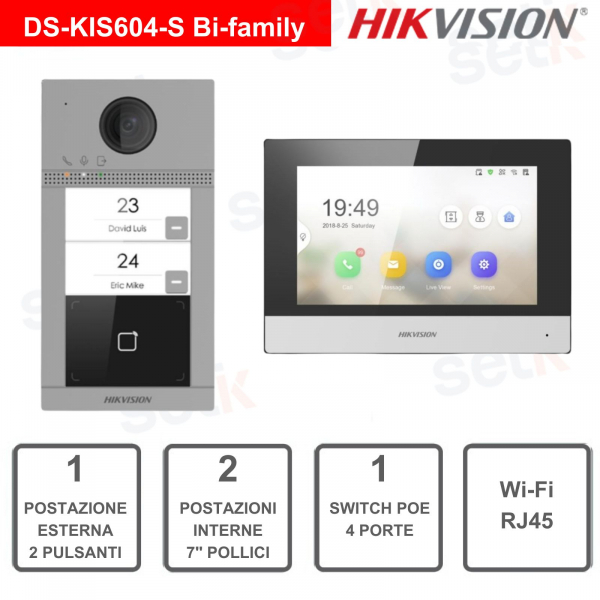 KIT IP bifamilial poste intérieur double 2MP - Hikvision