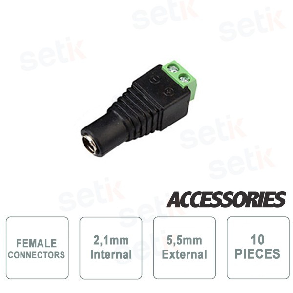 10 Female Power Connectors for CCTV