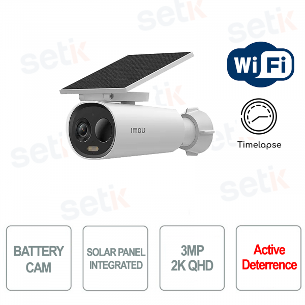 Caméra extérieure WiFi avec batterie rechargeable 3MP 2K QHD avec panneau solaire Cell 3C