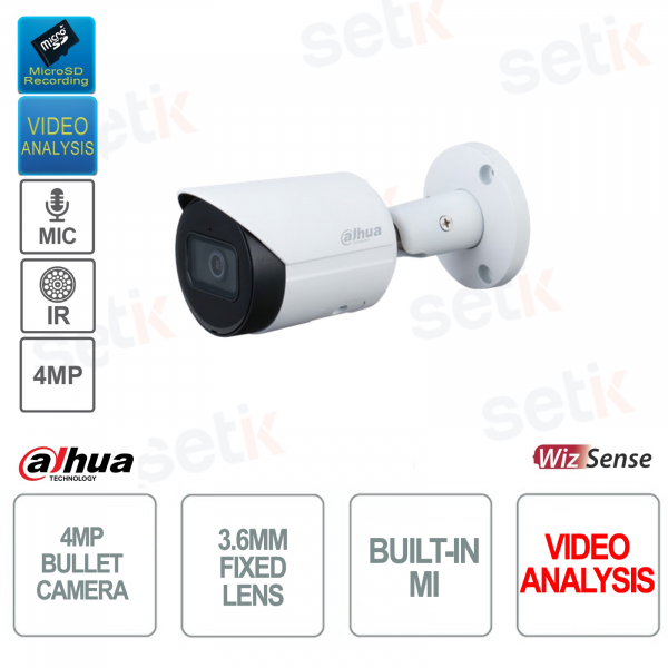 Caméra Bullet IP POE ONVIF® - 4MP - 2.8mm - Analyse Vidéo