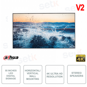 Digital Signage 55 Inch LED - For billboards - 4K Ultra HD Resolution - 9.5ms - Stereo speakers - V2