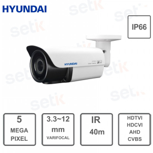 Cámara tipo bala 4en1 2 Megapíxeles óptica varifocal 3,3 ~ 12 mm - Hyundai
