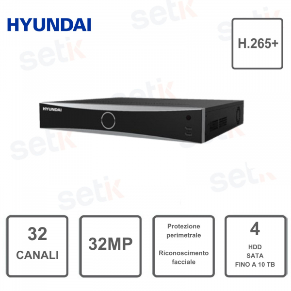 NVR IP 32 canali fino a 32 MP - supporta 4HDD fino a 10 TB - Hyundai