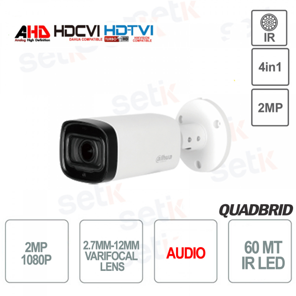 Telecamera da esterno 4in1 HDCVI 2MP IR 60MT Microfono Incorporato Dahua