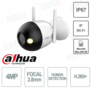 Cámara tipo bala - Wi-Fi 4MP - Óptica IR 2.8mm 30M IP67 - Dahua