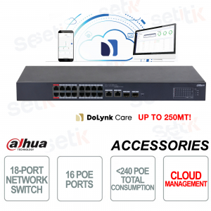 copy of Switch di rete gestionabile - 16 Porte PoE 100Mbps e 2 Porte SFP Gigabit - Versione V3