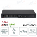 Switch réseau Gigabit administrable 24 PoE - 28 Ports - 2 RJ45 - 2 SFP - Jusqu'à 250M - Dahua