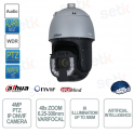 Telecamera PTZ IP ONVIF 4MP - 48x Zoom - 6.25-300mm - IR 500m - Intelligenza artificiale - Dahua
