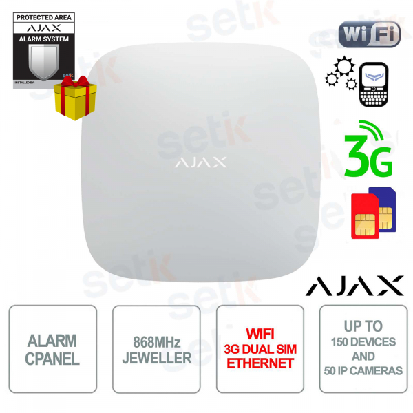 Central de alarma Ajax hub Plus wifi 3g dual sim lan 868mhz