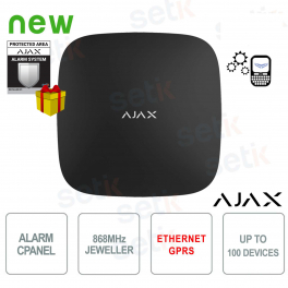 Ajax Hub (2G) Jeweller Nero – Centrale Antifurto Smart con Connessione Cloud e Batteria 15h