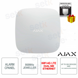 Ajax Hub 2 Plus Jeweler Blanc – Centrale d'alarme antivol intelligente avec vérification photo et double SIM