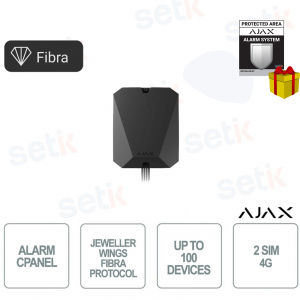 Superior Hub Hybrid 4G Nero Centrale Allarme Ibrida con Fibra, Jeweller, Ethernet e Dual SIM LTE - Ajax
