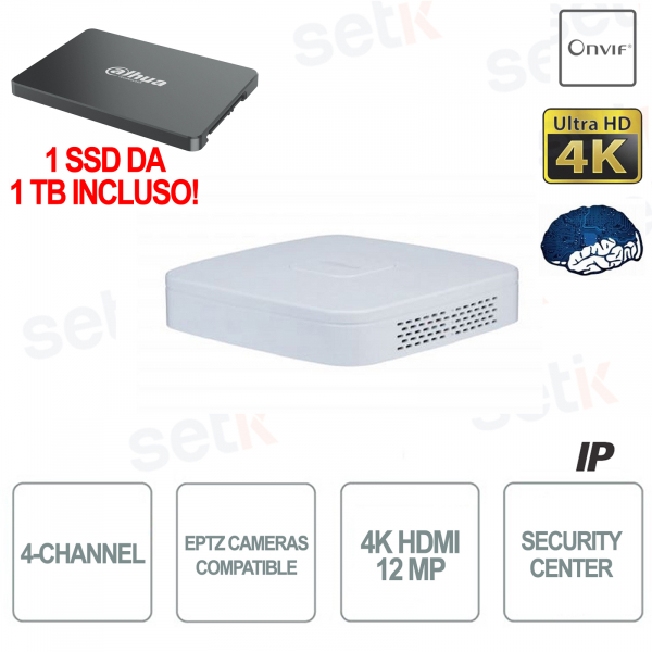Dahua 4 Channel NVR with 1TB SSD Included – 4K Smart Video Surveillance