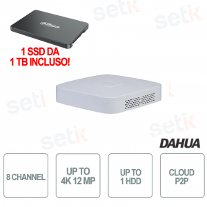 Smart Nvr 1U 8 canales 4K 1TB SSD incluido 12MP 4 POE - Dahua