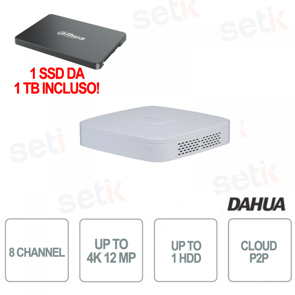 Smart Nvr 1U 8 channels 4K 1TB SSD included 12MP 4 POE - Dahua