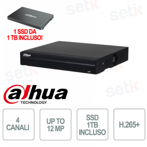 NVR IP de 4 canales - SSD 1T preinstalado de 12 megapíxeles - Dahua