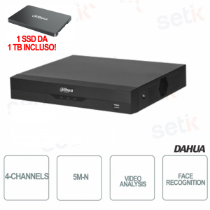 XVR 5in1 H265+ 4 Channels 5M-N WizSense Video Analysis Face Recognition - 1 SSD 1TB included - Dahua