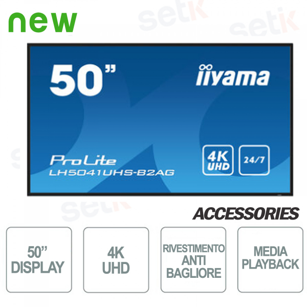 Monitor Prolite 50 Pollici UHD 4K Display VA Professionale IIYAMA