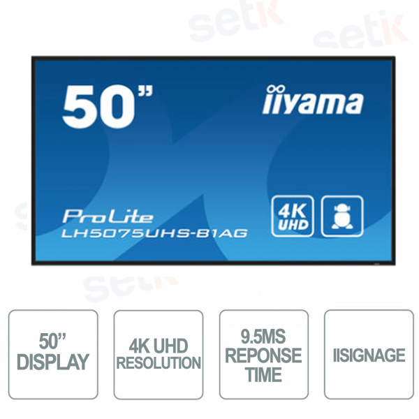 Monitor IIYAMA Professionale 50 Pollici - Risoluzione 4K Ultra HD - Android OS - IISIGNAGE²