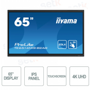 65 Inch ULTRA HD 4K IPS LED Monitor IIWARE12E WiFi HDMI USB-C Speaker - IIYAMA